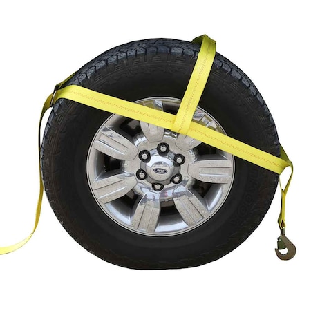 Us Cargo Control Yellow Adjustable Tow Dolly Strap with 2 in Top Strap/Twisted Snap Hook WNADJ2-DRING-TFSH